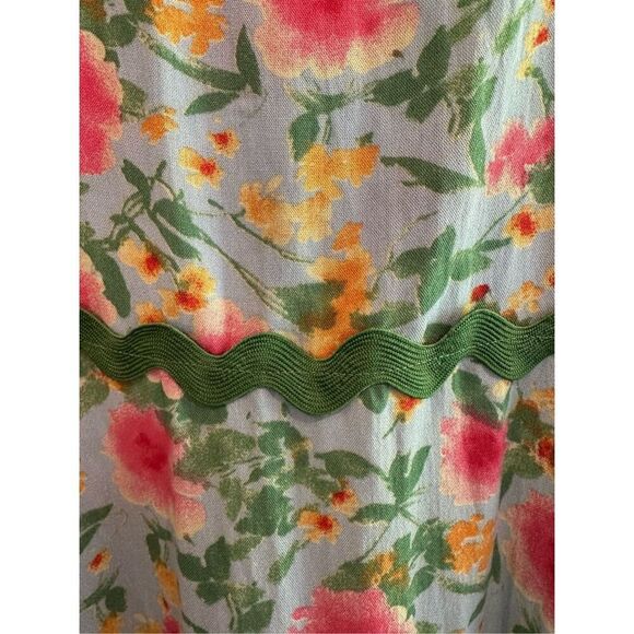 Size S Easel Los Angeles Blue Floral Contrast Wavy Trim Maxi Dress - Picture 6 of 8